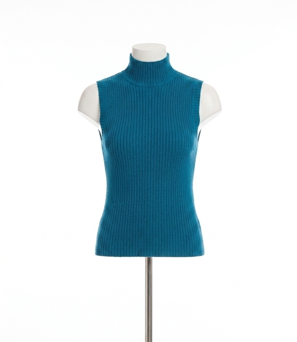 NEW KAREN KANE terra turtleneck sweater tank in teal